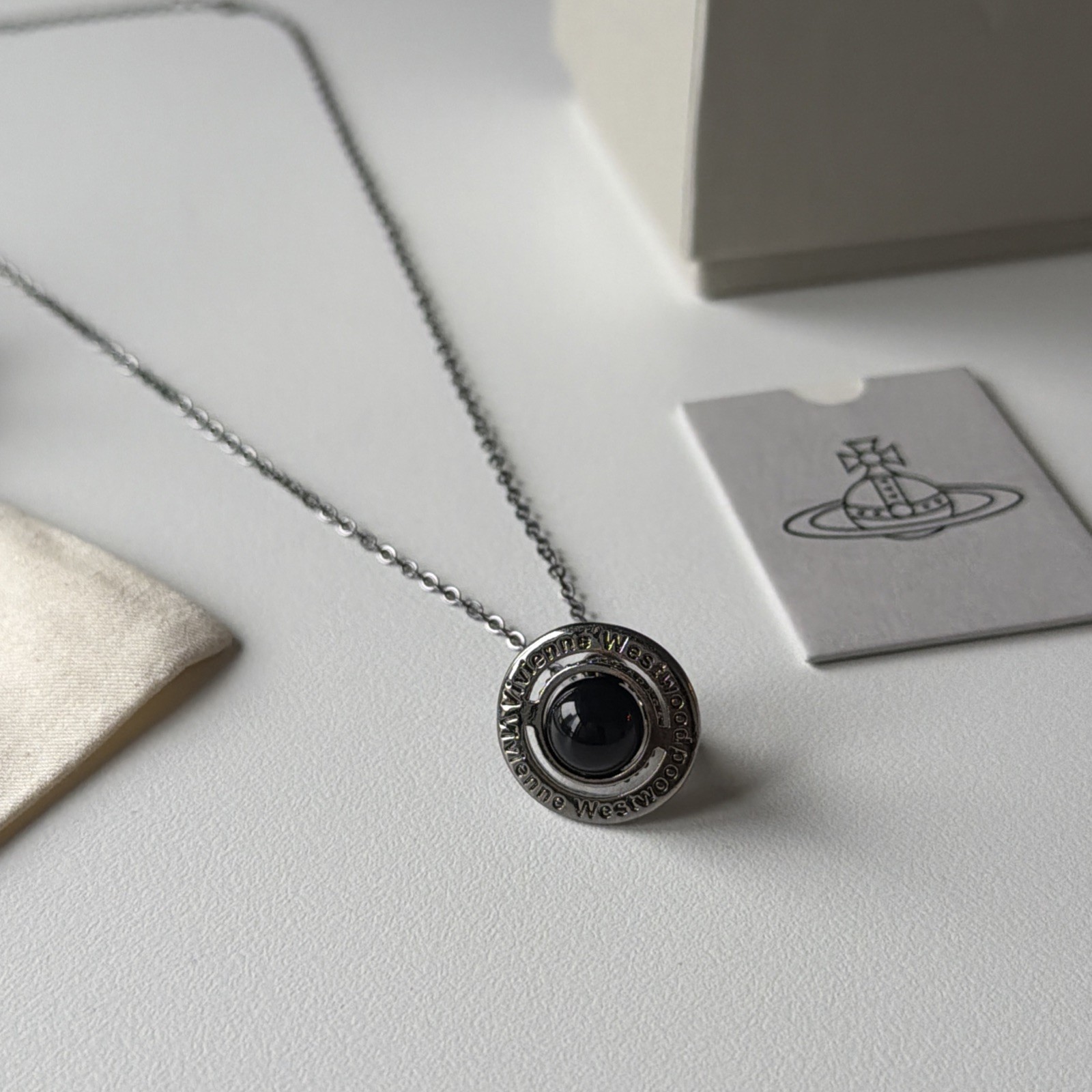 VW Orb Pendant Necklace – Black