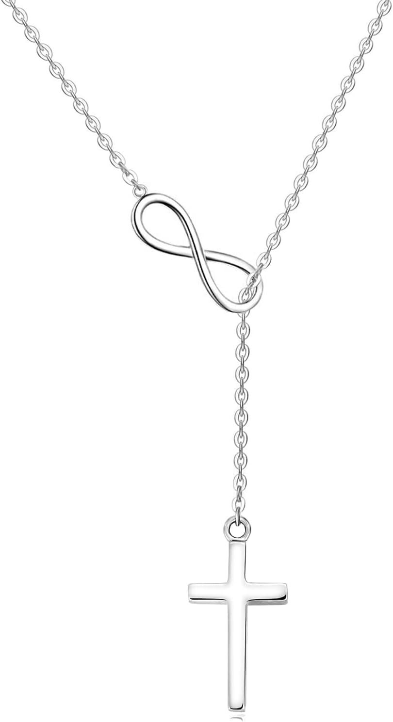 Nickel-Free Infinity Cross Necklace with Adjustable Chain – Lightweight Elegance