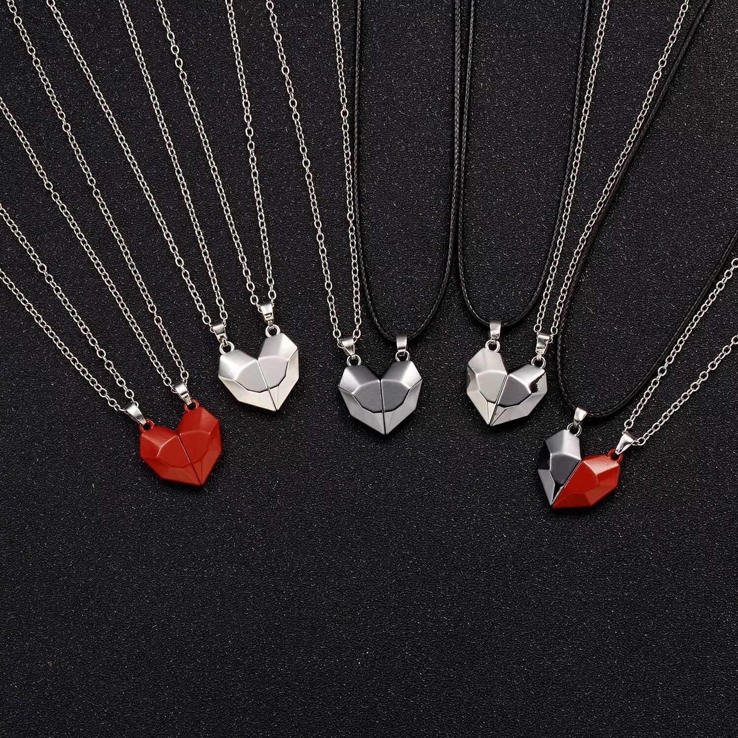 Heart Magnet Necklace Set for Couple Boyfriend, Girlfriend, Husband, Wife, Gift