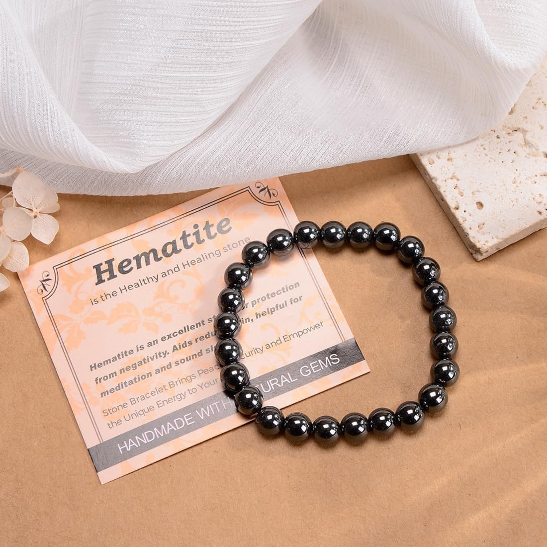 Elegant 6mm Handmade Hematite Stretch Bracelet – Perfect Gift for All Occasions