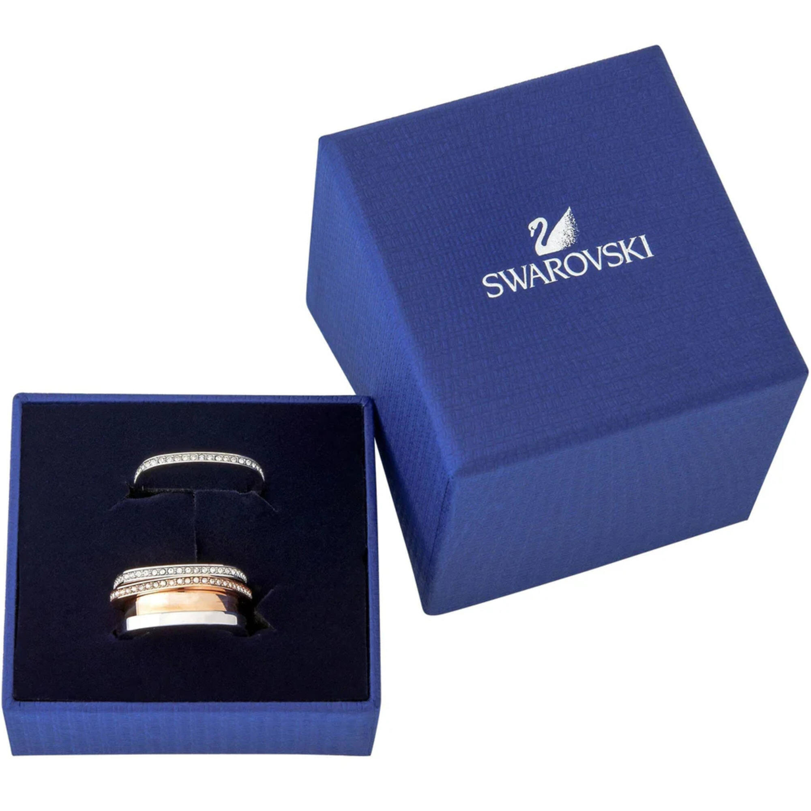Swarovski Women’s Ring Vio Rhodium and Rose Gold Plated Crystals, Size 7 5152856