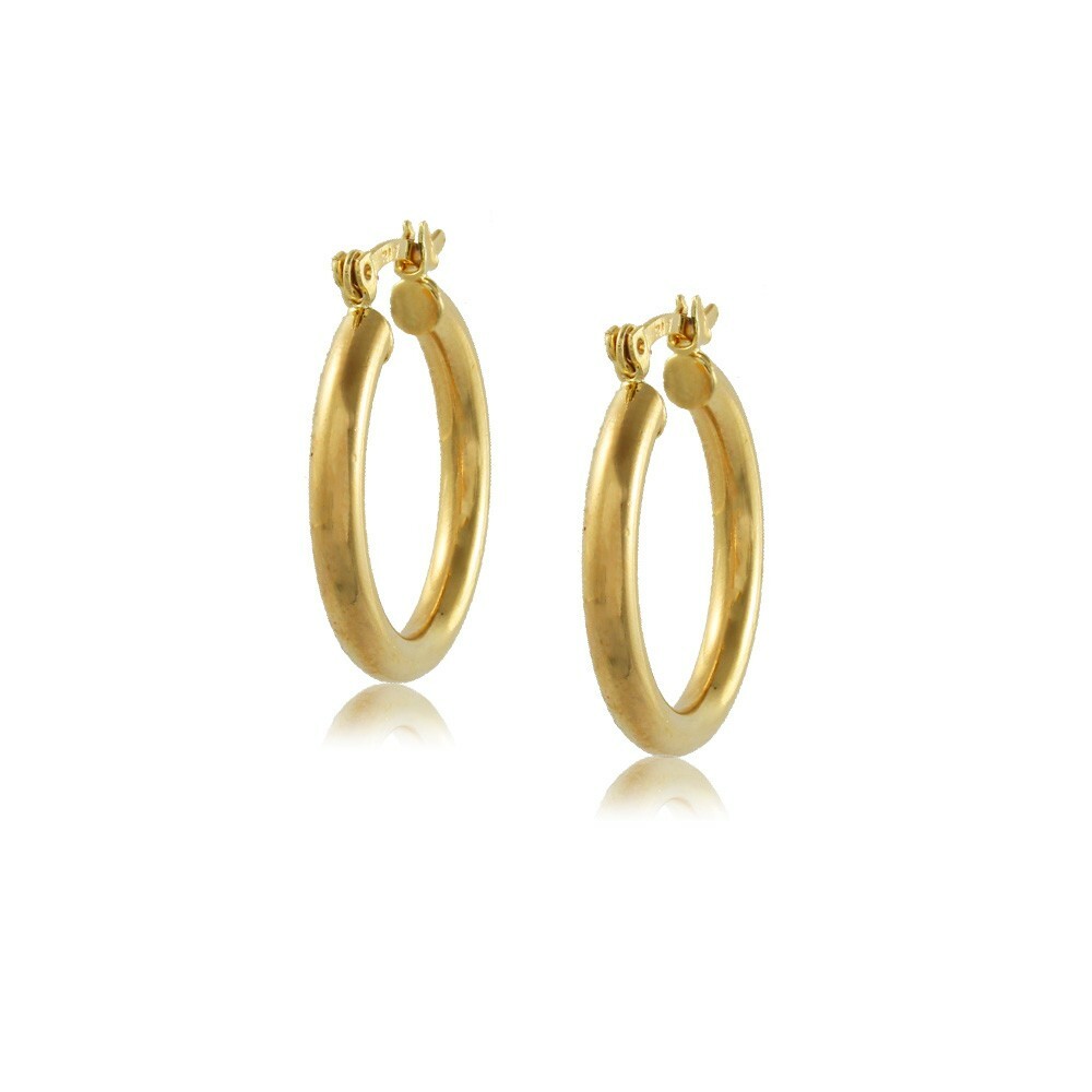 18K Gold Plated Round Hoop Earring diam 20mm/0.8in width 3mm/0.1in