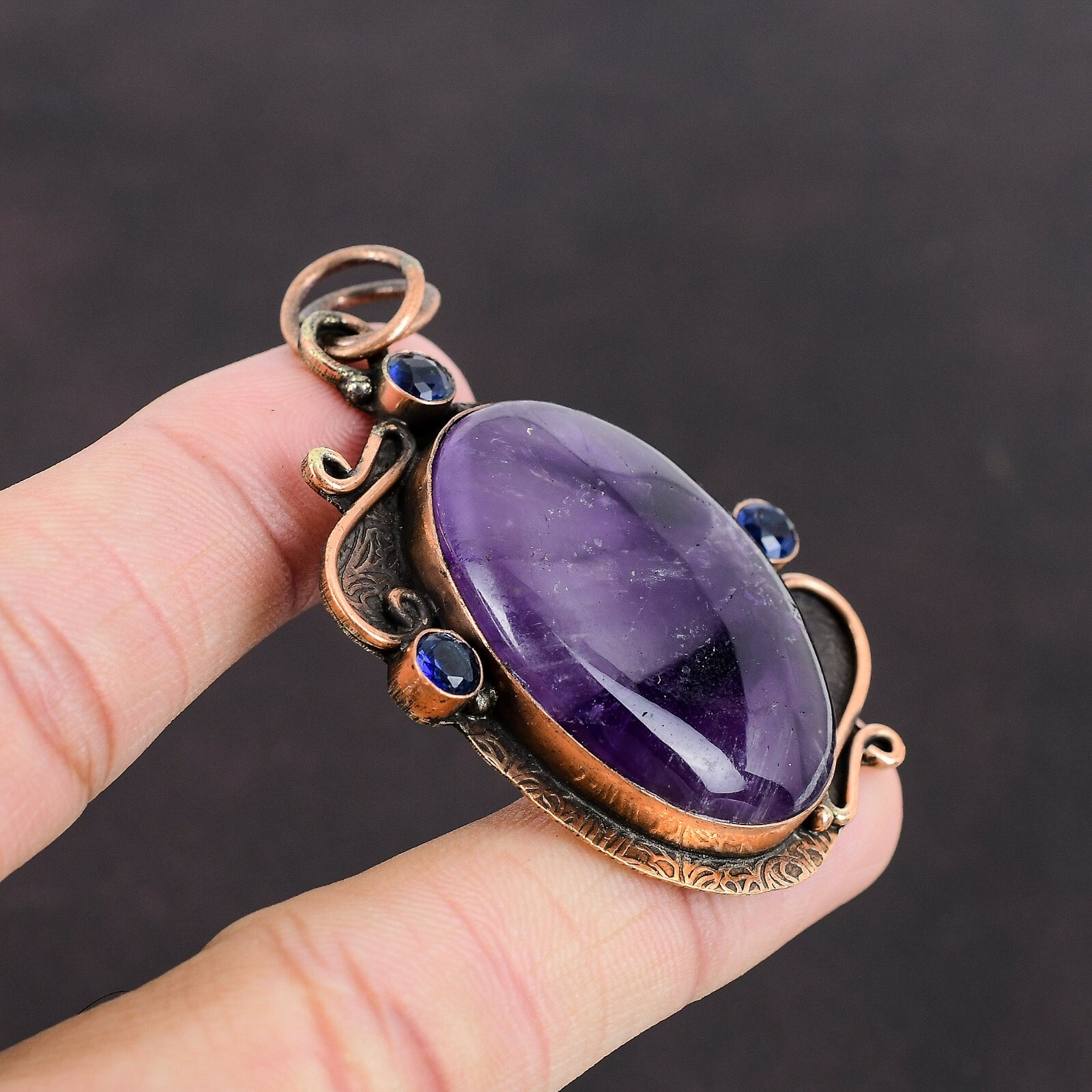 Valentines Deal Star Amethyst Gemstone Tanzanite Quartz Pendant Jewelry Copper