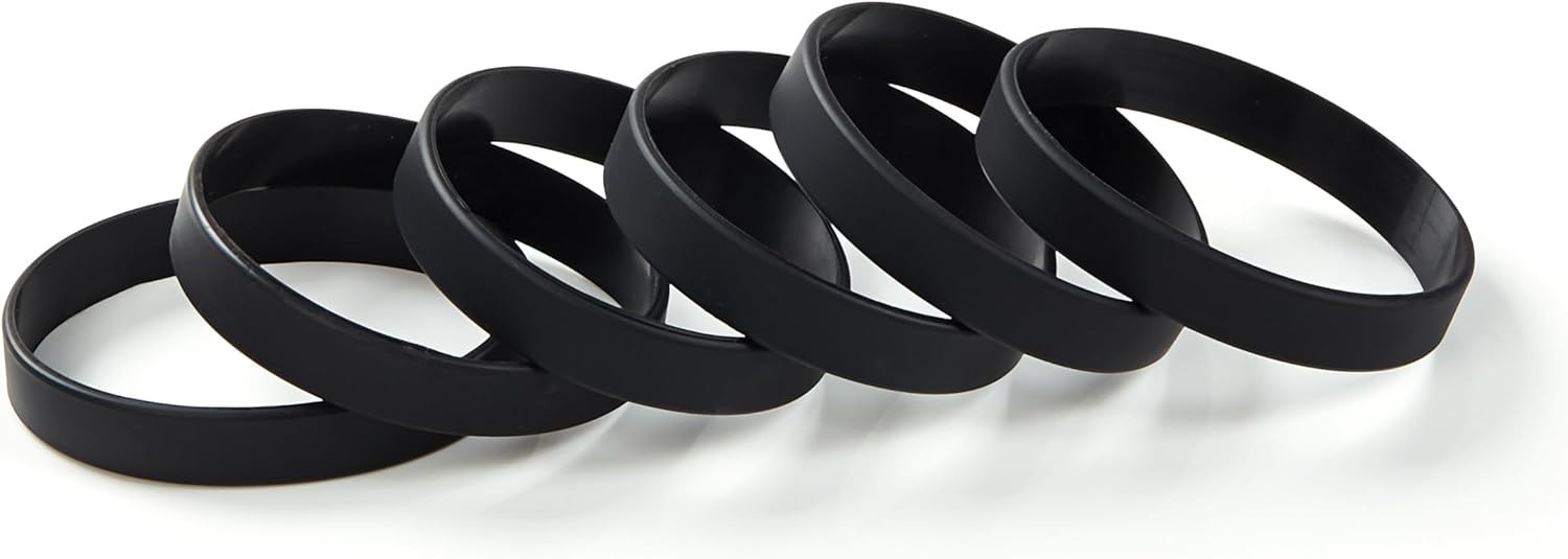Eco-Friendly 6pcs Black Silicone Bracelets, Youth Size 7″ for All Occasions