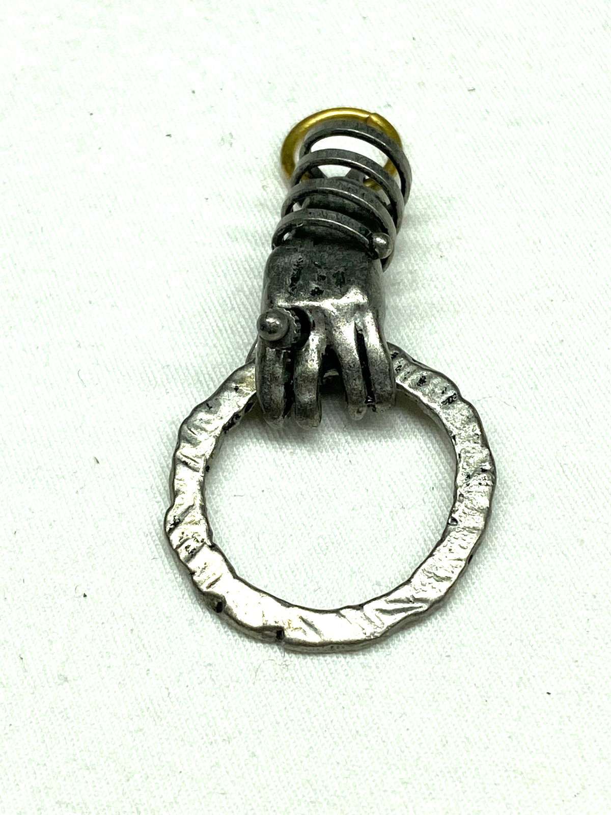 Silver Tone Modern Hand Holding Charm Holder Pendant Metal Wrap