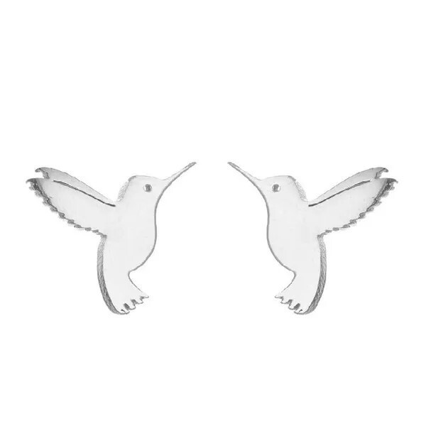 Silver Stud Hummingbird Earrings – Small & Cute Bird, Spring, Summer, Autumn