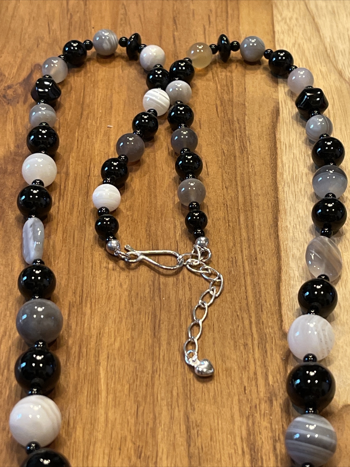 Designer Stunning Mixed blacks whites Beaded Agate necklace