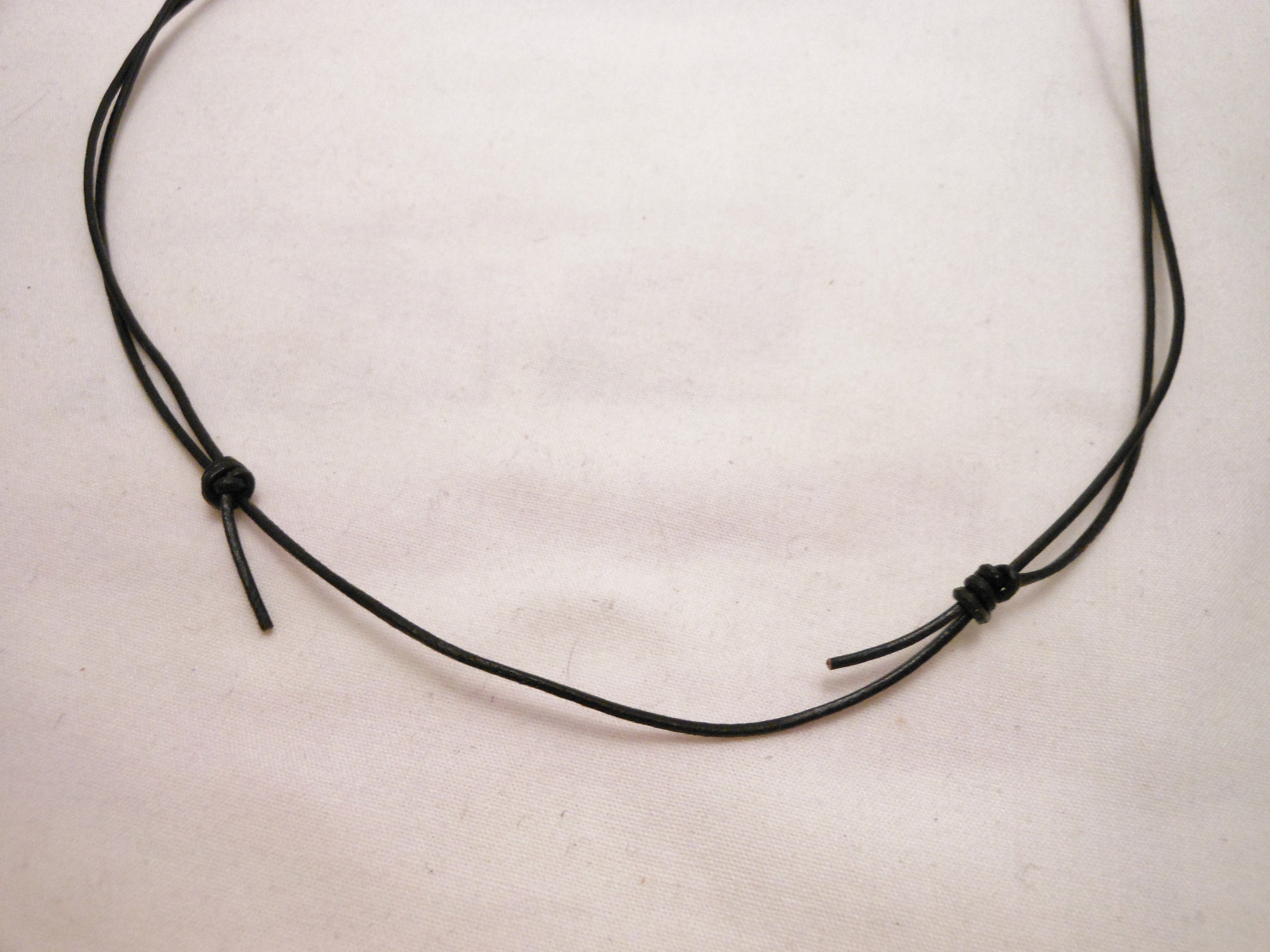 Black Leather Adjustable Unisex 1mm Cord Surfer Choker Necklace- Made in USA