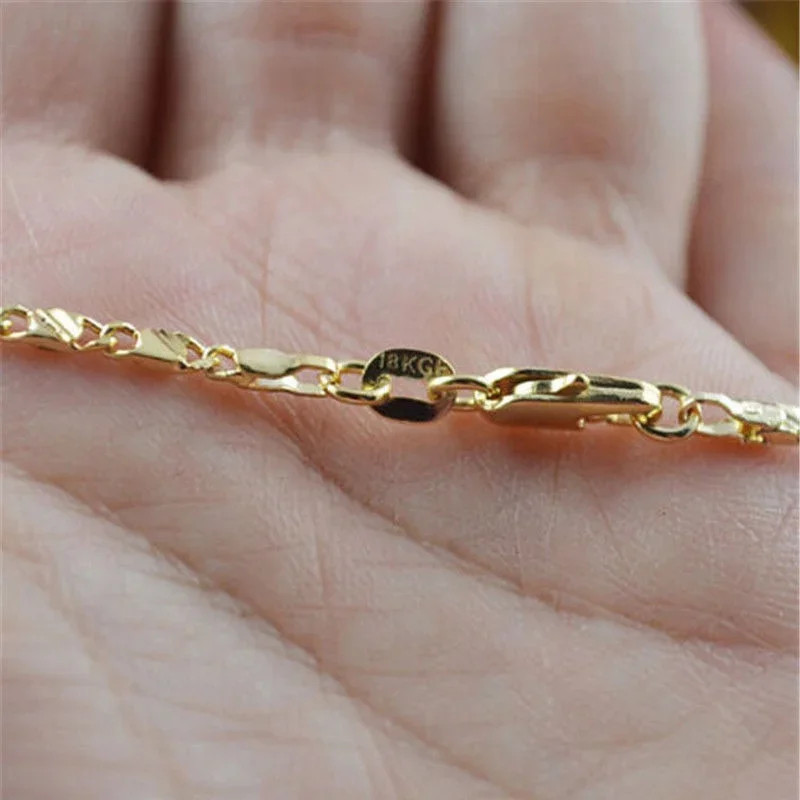Sterling Silver Necklace 925 18K Gold Tone Chain 16-30in Women Jewelry