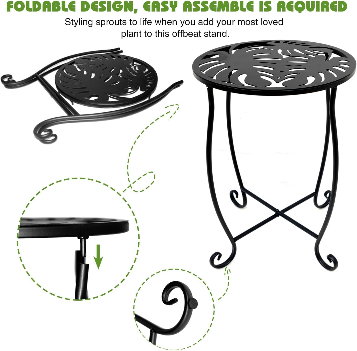 Side Tables for Small Space, Metal Outdoor Indoor round Side Table, Small End Ta
