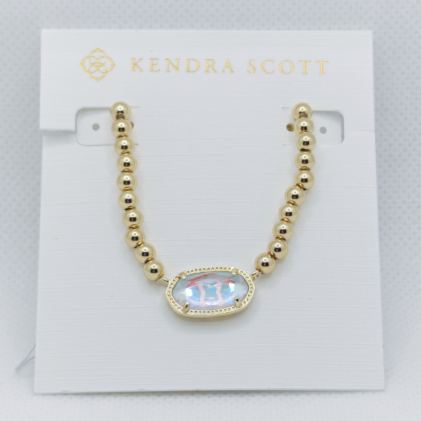 Kendra Scott Elisa Gold Beaded Short Necklace in Dichroic Glass