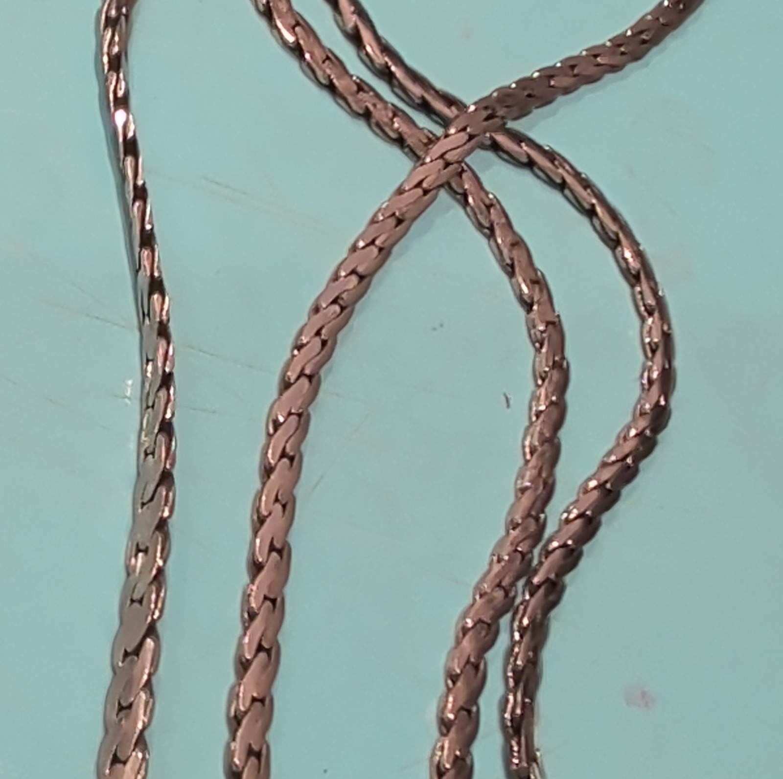 Antique Nickel Silver Wheat Chain Necklace w/ PAT 537986 Safety Clasp 1895…