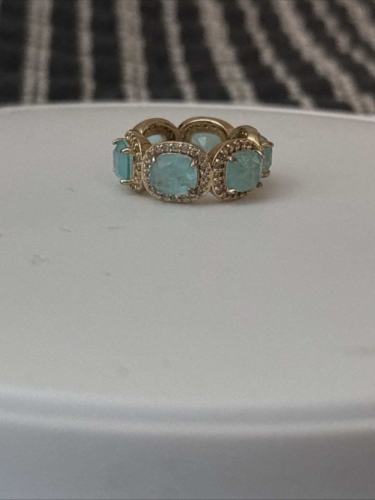 Bomb Party Resort Wear Ring Size 5 🦄UNICORN🦄 Aquamarine CZ On Gold Plating