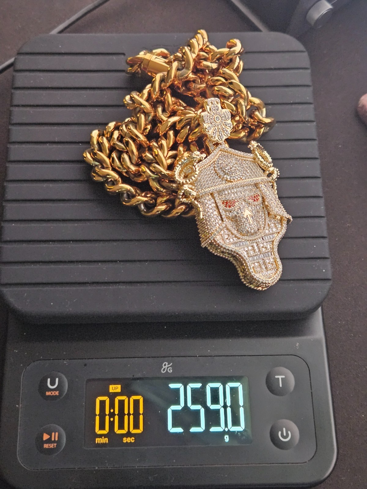Heavy 925 Sterling Silver Samurai Pendant with 26” Gold-Plated Chain Set