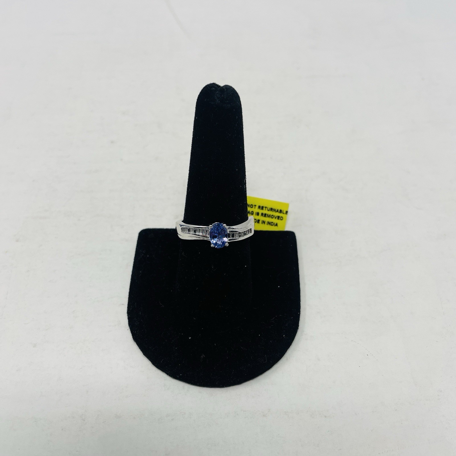 Shop LC Tanzanite/White Topaz Size 8 Platinum Over 925 Sterling Silver Ring 5094
