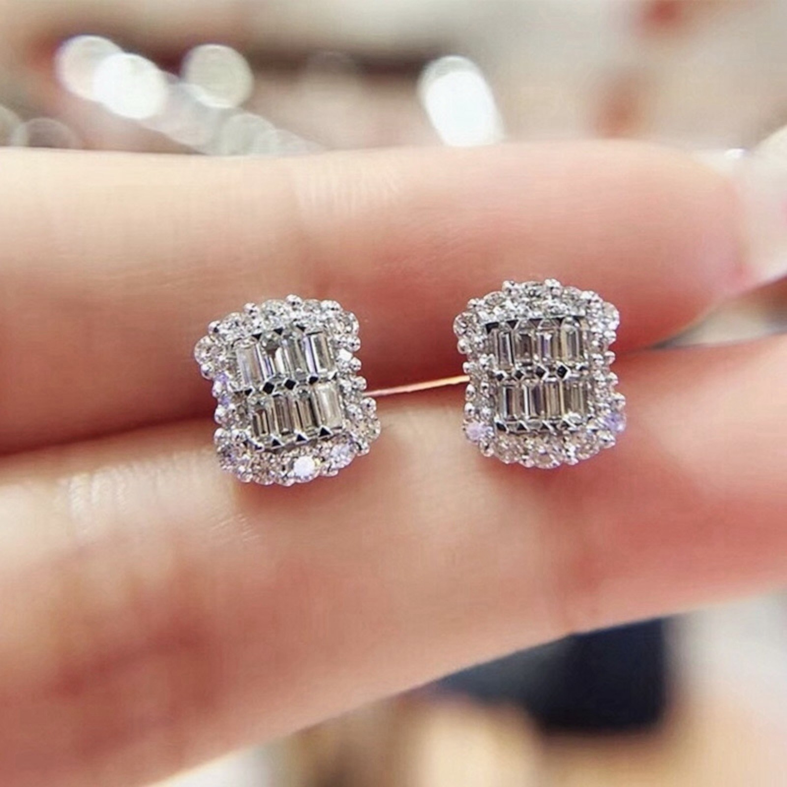 Romantic Women Earring Cubic Zirconia Jewelry Silver Plated Earrings A50