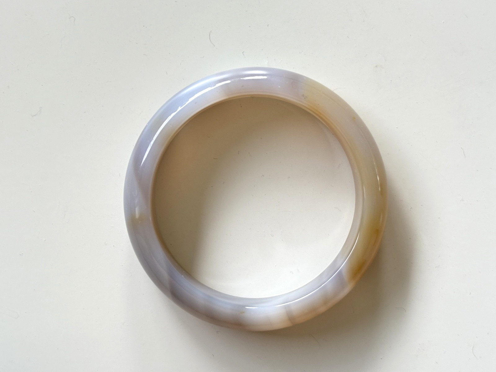 52mm Carnelian Agate Bangle Bracelet Milk tea color Lace Agate Banding