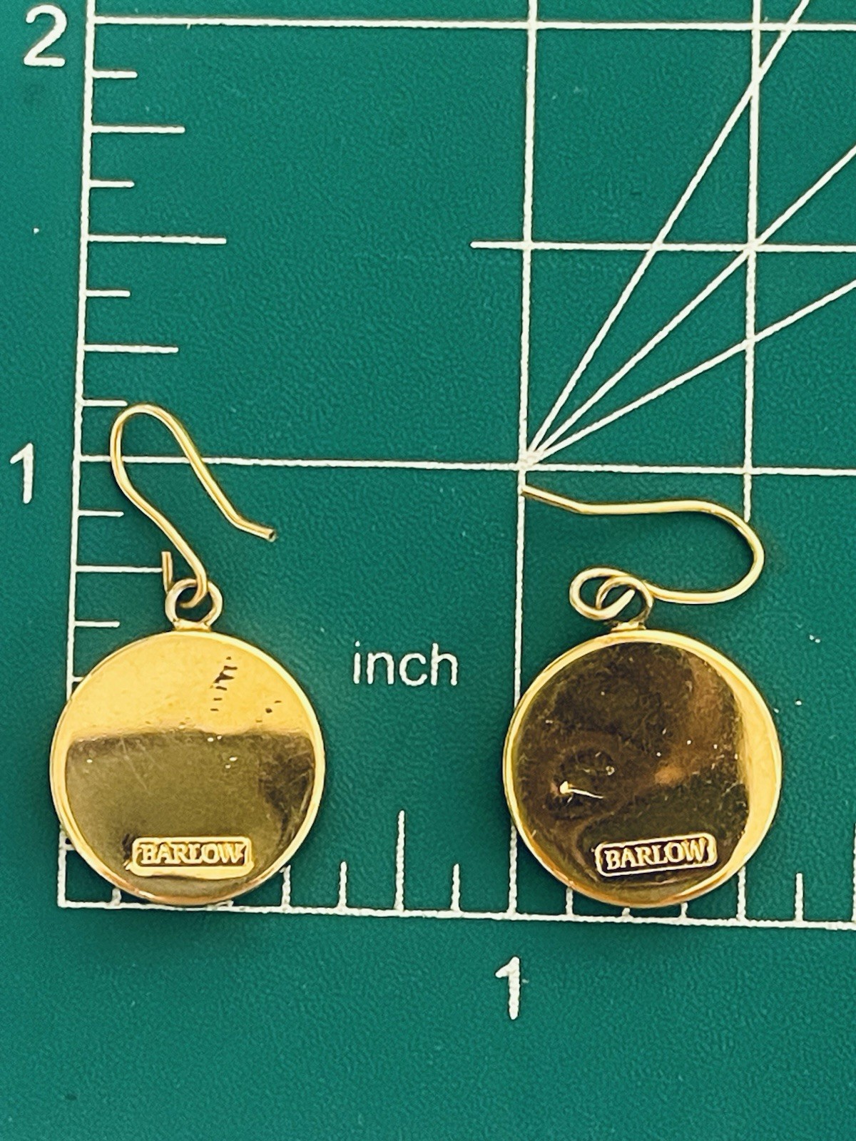 Barlow Scrimshaw Style Horse Earrings Goldtone Dangle Wires approx 1″ Drop