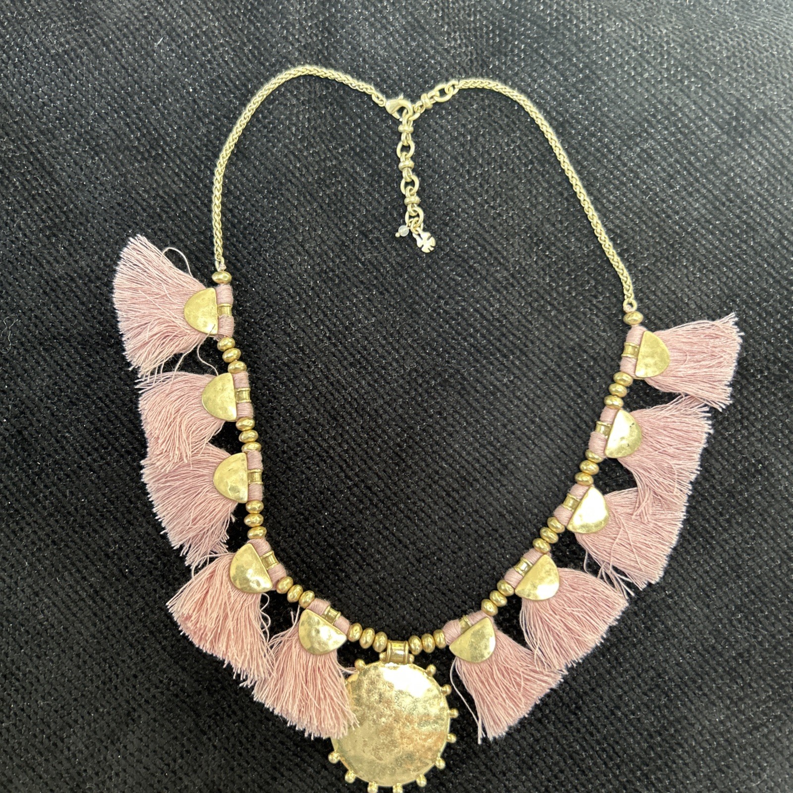 Lucky Brand Pink & Gold Tassel Necklace Reversible