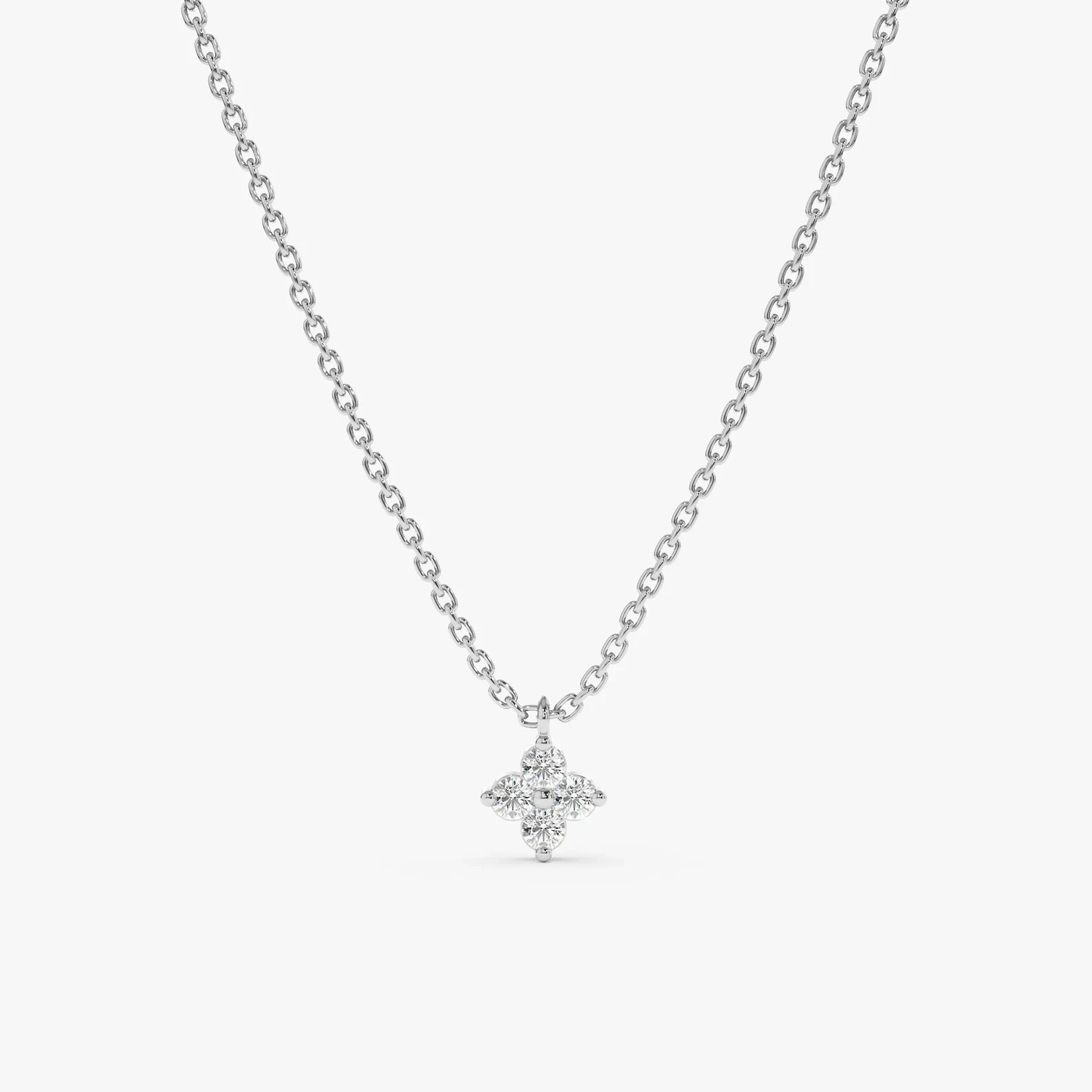 Lab Grown 1.00 Ct Round EF VS Diamond Small Clover Necklace in 14K Solid Gold