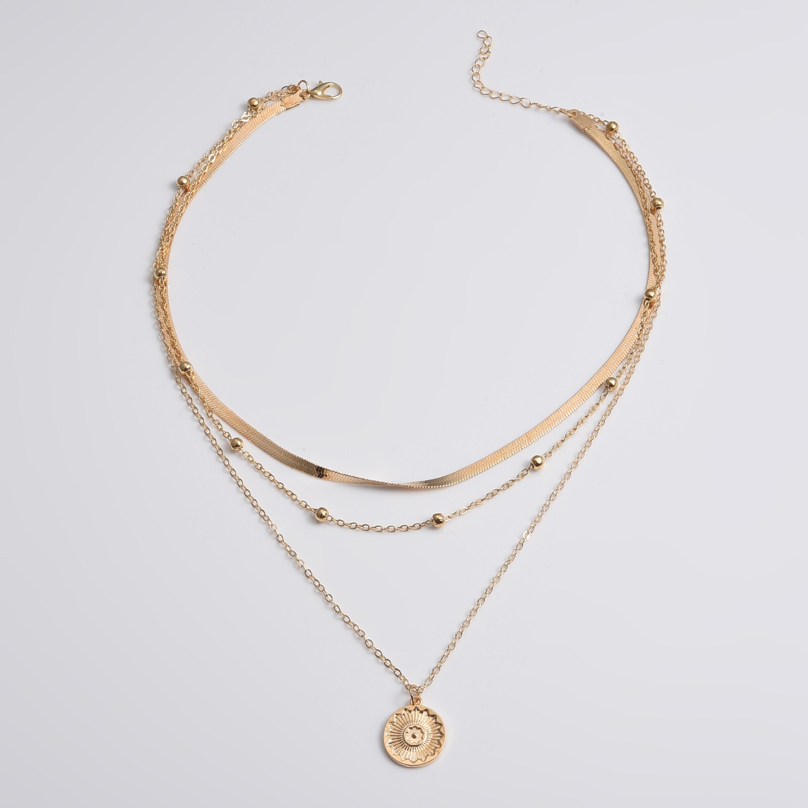 Trendy Gold Women 3-Three Layered Choker Necklace Fashion Jewelry – Party