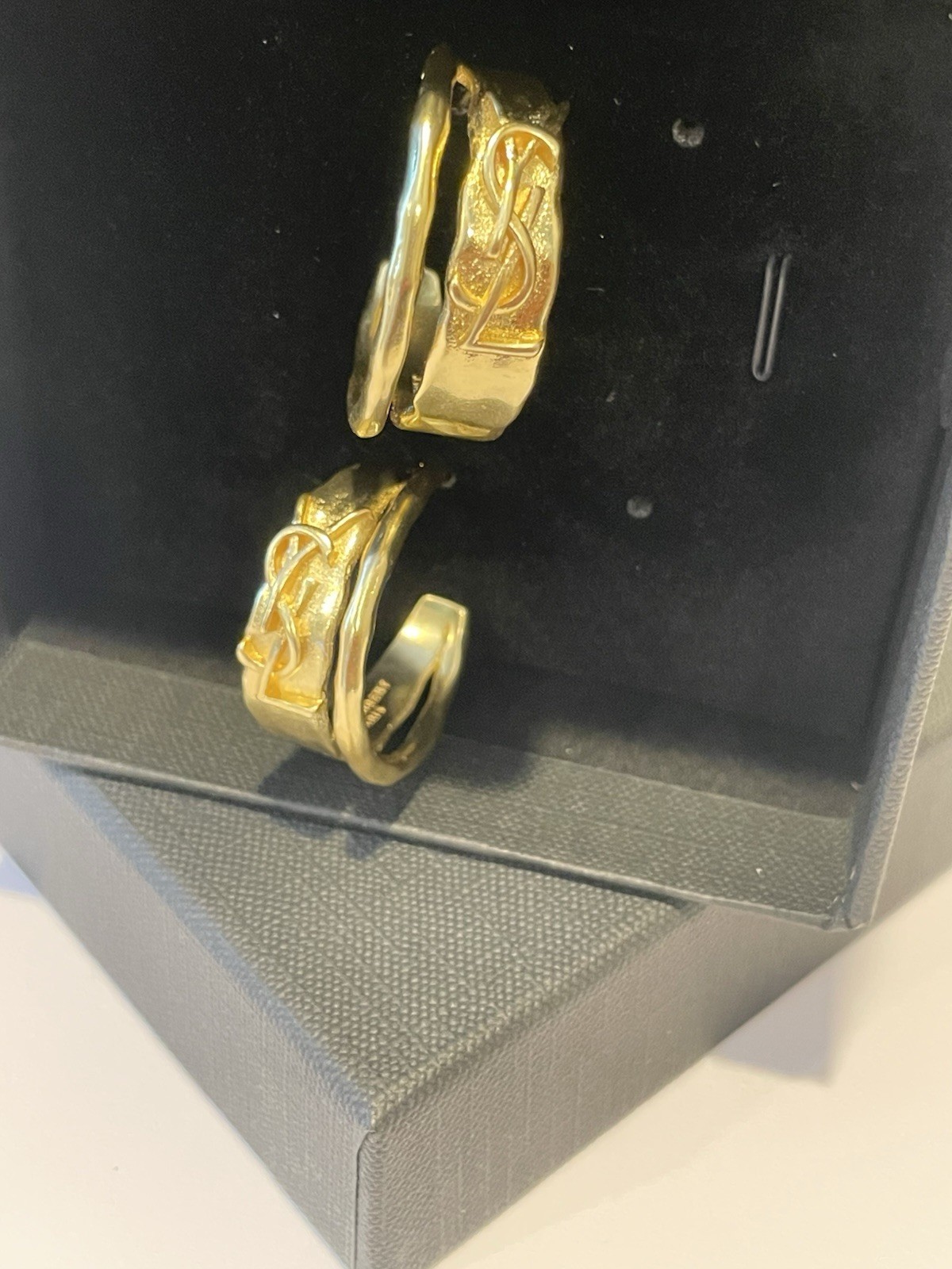 SAINT LAURENT Gold earrings with butterfly brooch