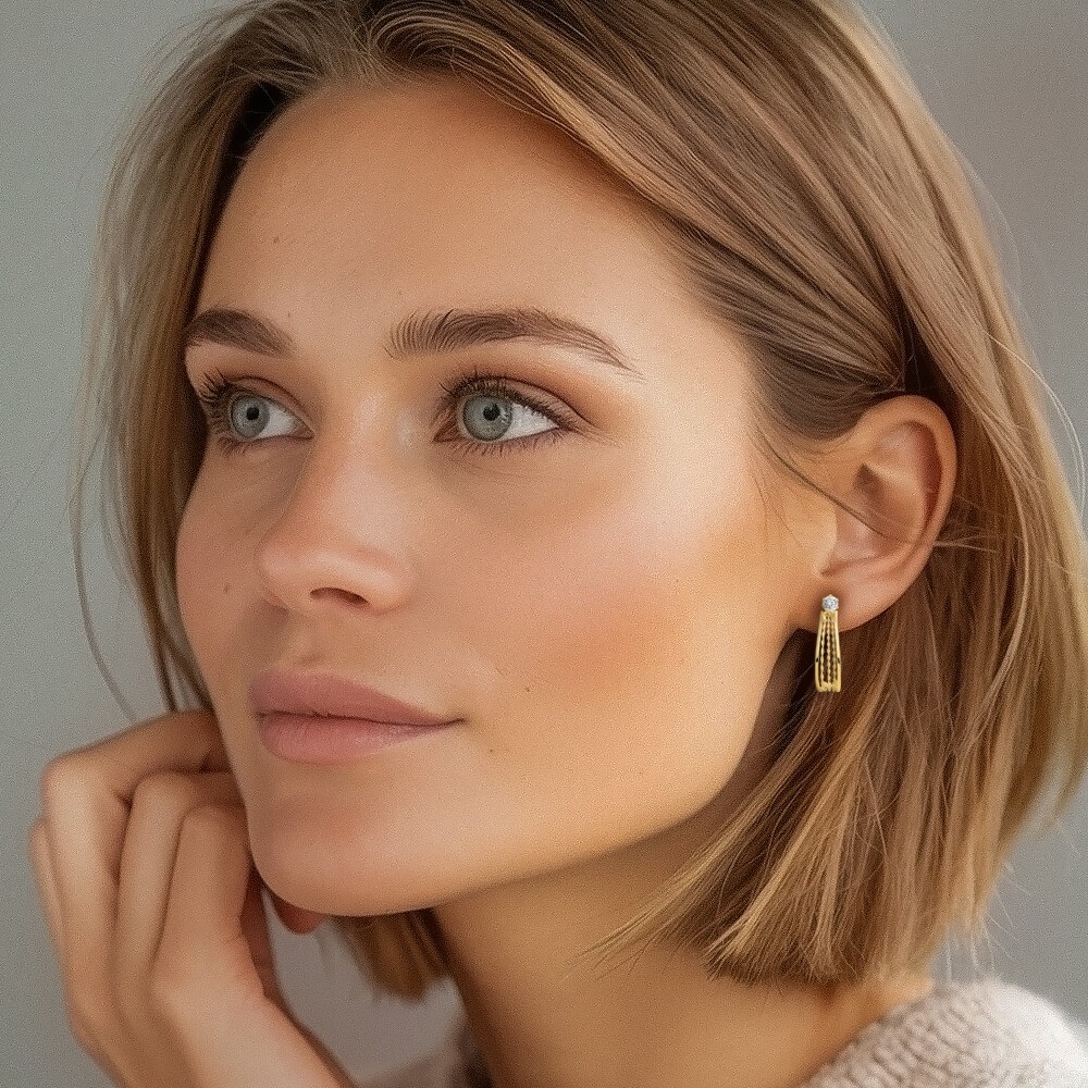 14K Yellow Gold Cubic Zirconia Earring Jackets 21mm 7/8 inch Lightweight, Round