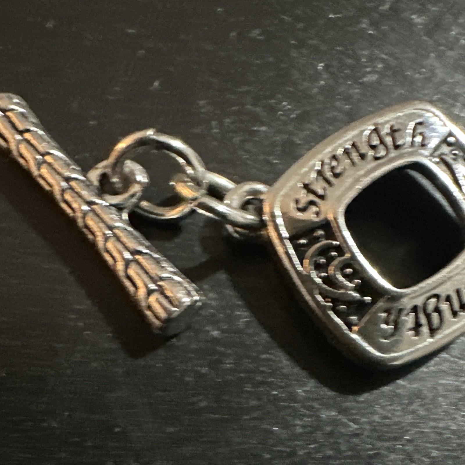 Alexa”s Angels Silver Tone Metal Chain Toggle Bracelet Heart Dangle Charm Signed