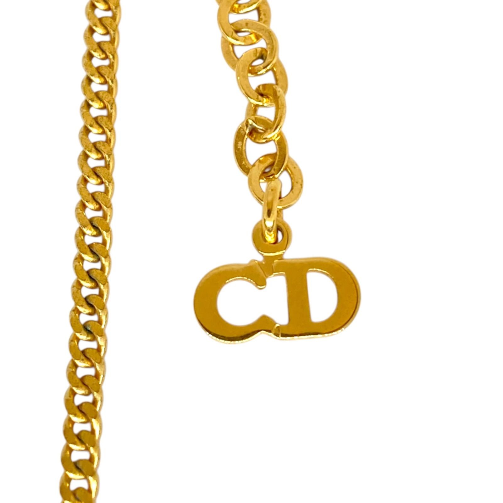 Christian Dior Necklace Gold 17.8in Adjustable 0.4in Top 0.4×0.4×0.1in