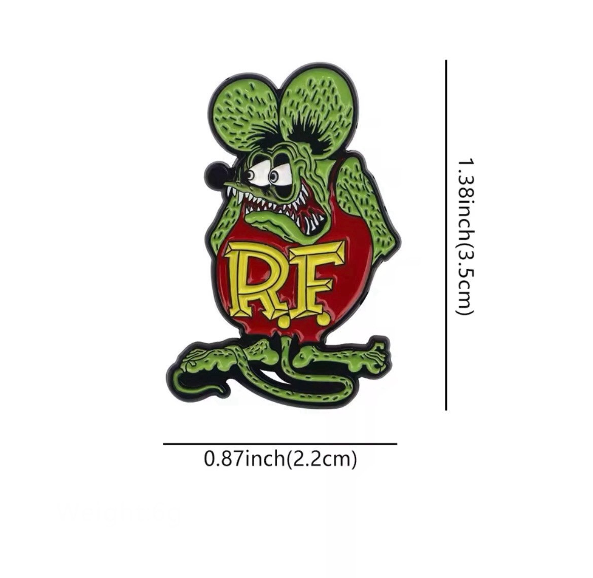 Rat Fink Hot Rod Style 1pc Pin Rubber Pin Backer Rat Fink Fun Pin Brooch Enamel