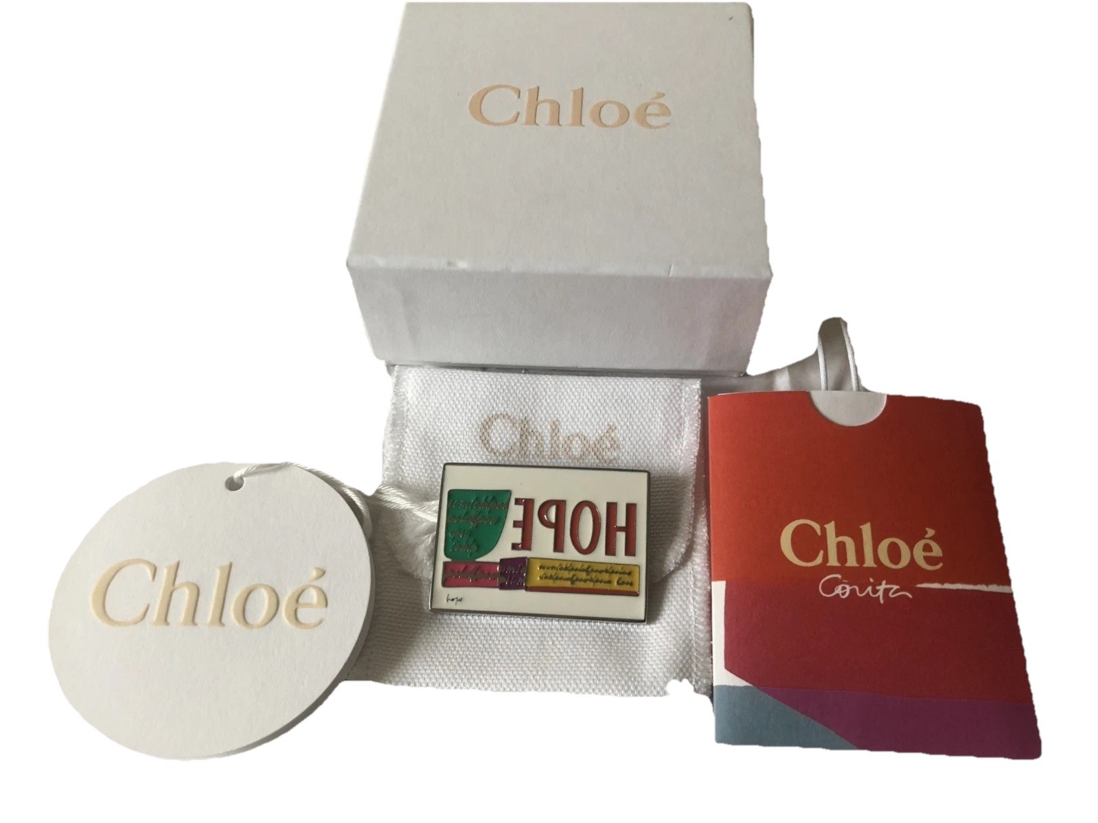 Chloe “Hope” Pin Badge Brooch Multicoloured In Gift Box Made Italy RRP £110 NEW