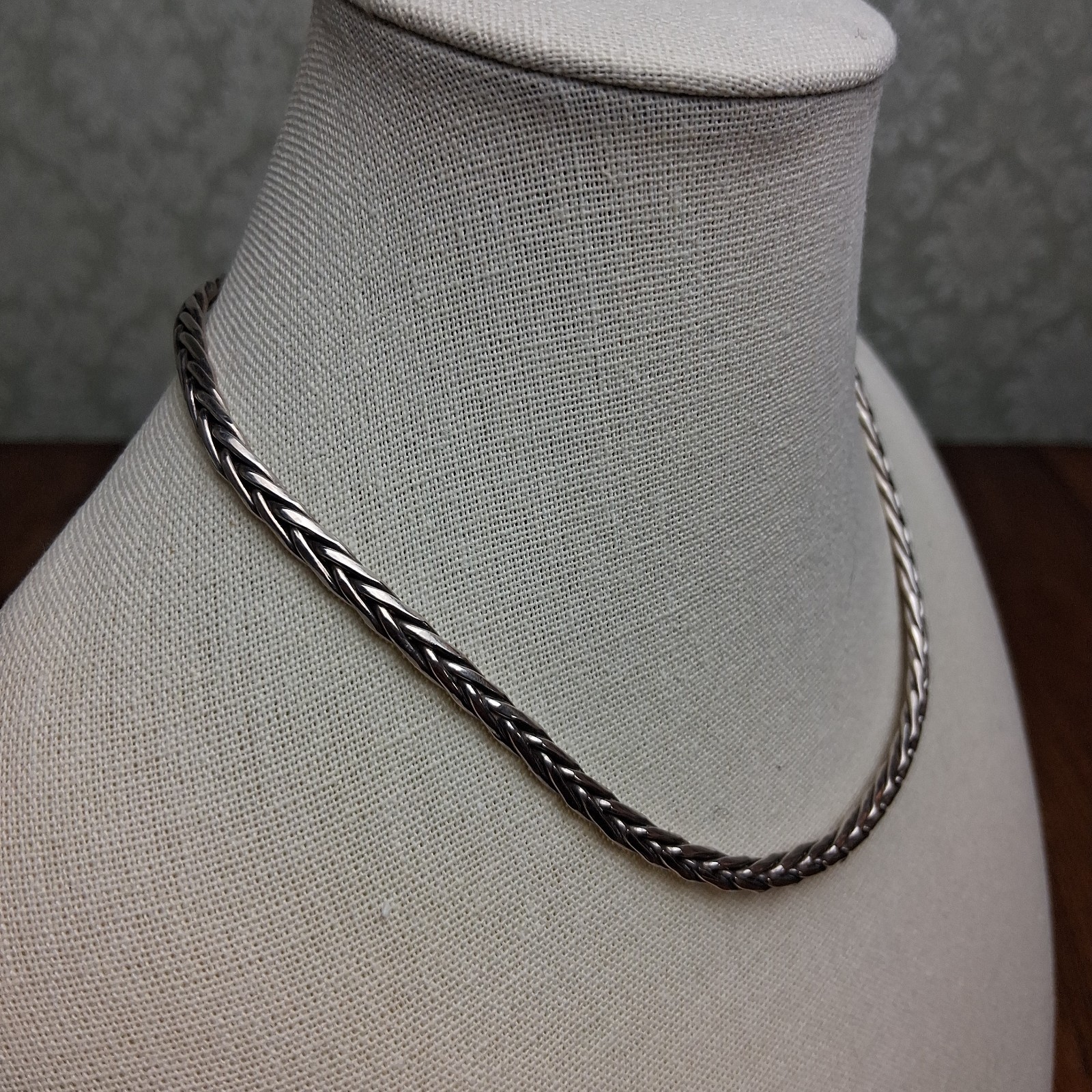 Sterling Silver925 Omega Collar Necklace Braided Open Neck Wire 30g Quiet Luxury