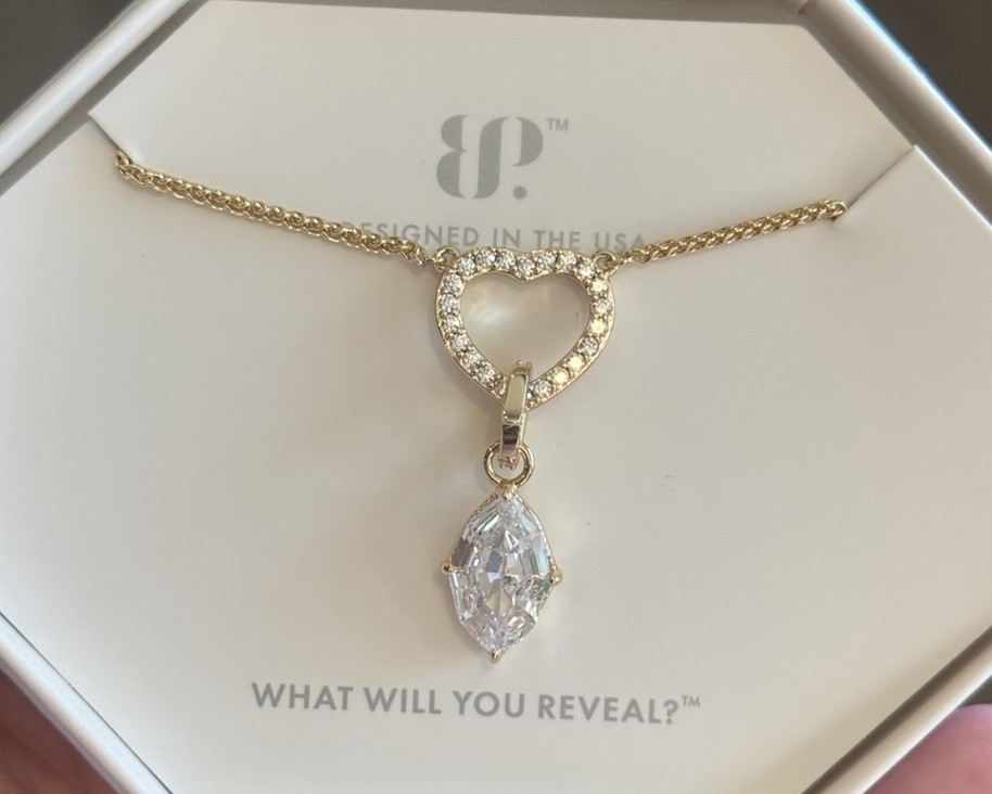 Bomb Party BP-OG Necklace-The Radiance Heart-CZ on Gold Plating-NK23865-NEW