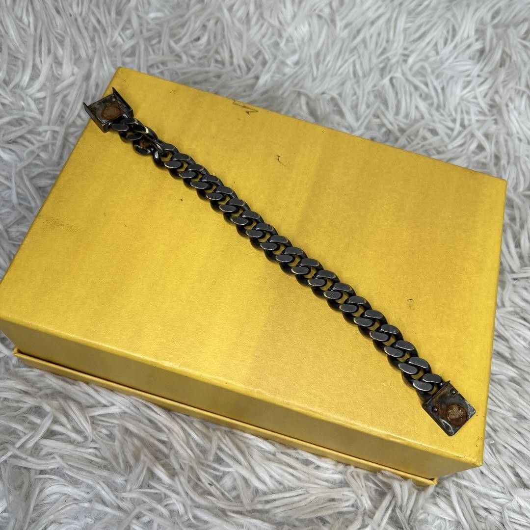 FENDI FF Logo Chain Bracelet S Bangle Silver Chain Authentic
