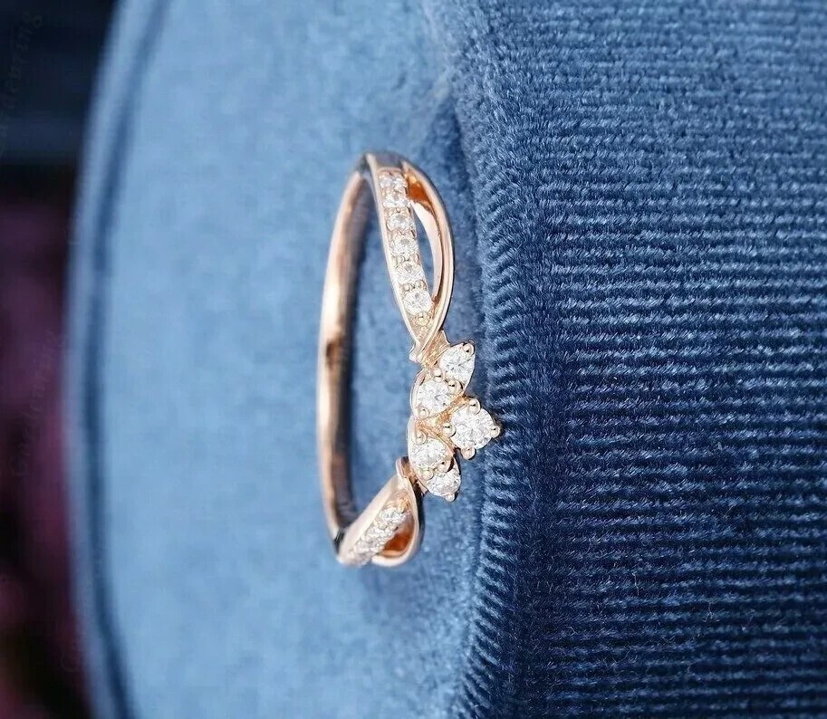 14k Rose Gold Plated 2Ct Round Cut Simulated Diamond Wedding Women’s Band Ring
