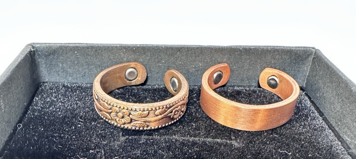 2 Vicmag Copper Magnetic Ring for Women 99.9% Copper Finger Ring Strong Magnet
