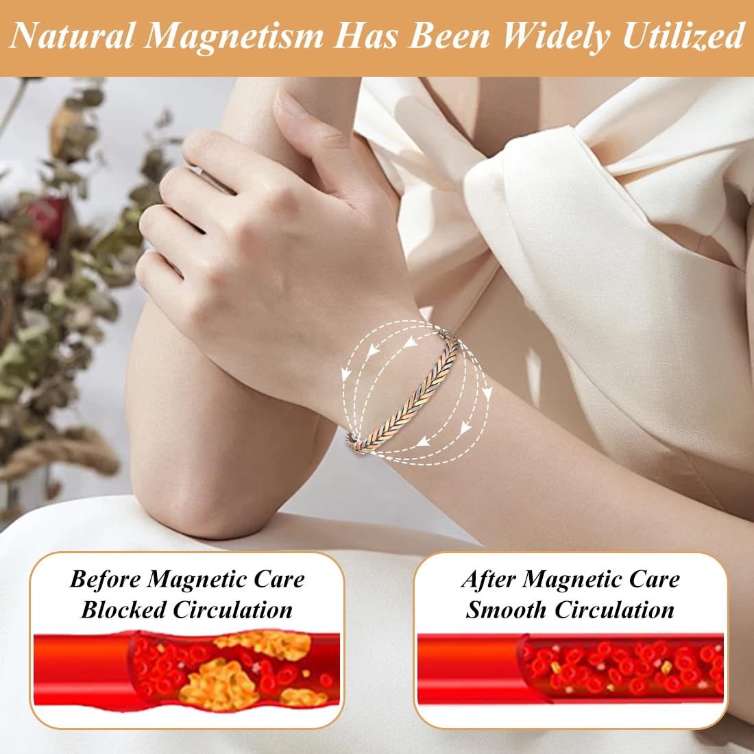 Vicmag Copper Bracelet for Women Men Magnetic Bracelet with Ultra Strength Magne