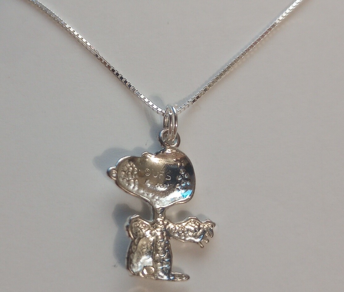 .925 Sterling Silver Necklace With Plated Peanuts Snoopy Fighter Ace Pendant