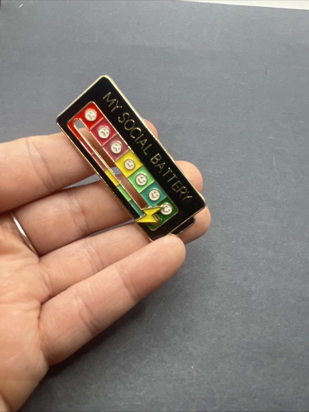 My Social Battery Enamel Pin With Movable Lightening Bolt