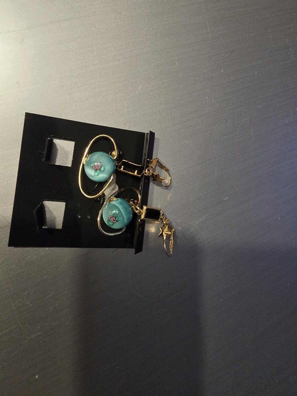 Solar System Earrings Celestial Planets Orbit Gold Tone Dangle Jewelry Preowned