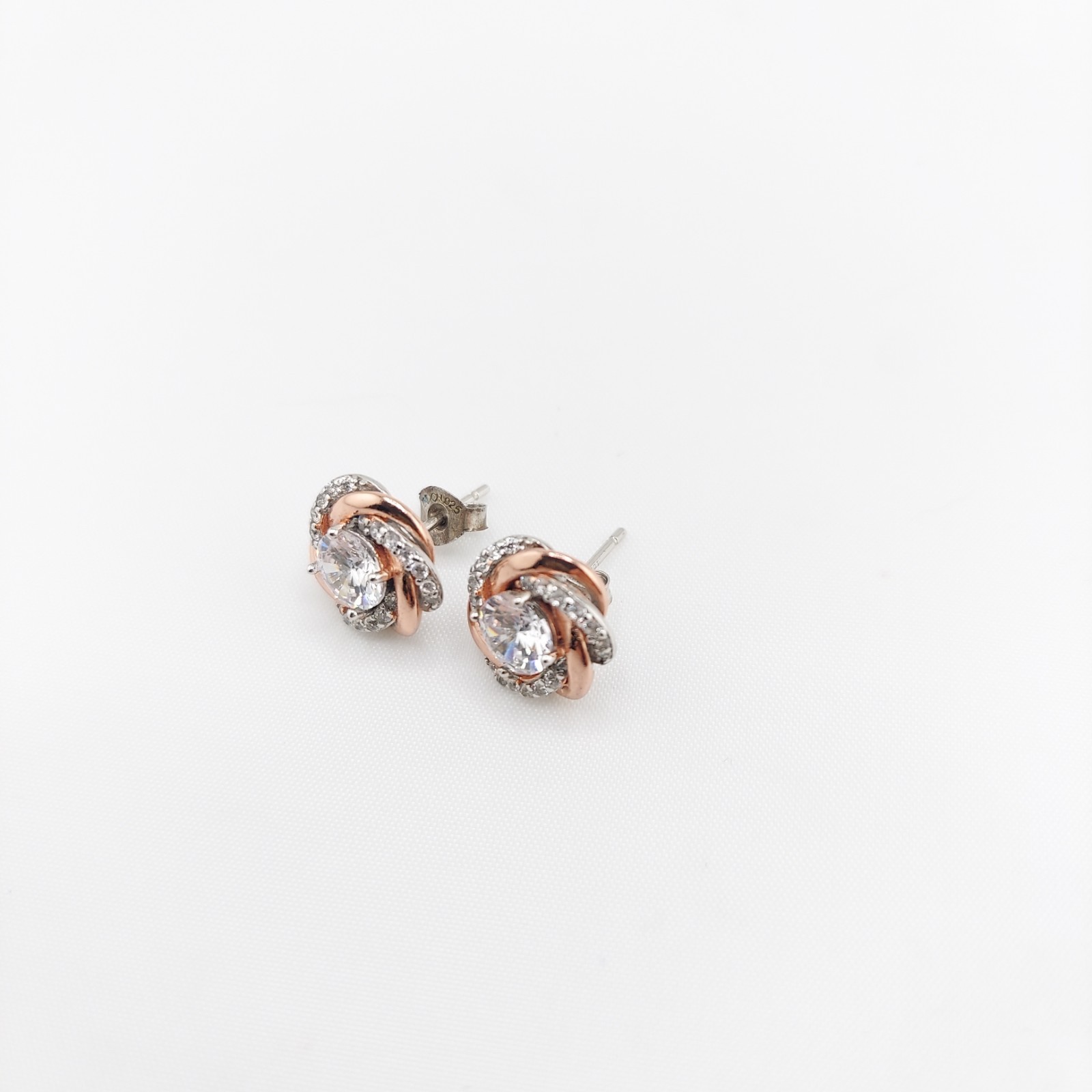 Fiery 18k Rose Gold Over Sterling 6 mm Cubic Zirconia Stud Earrings