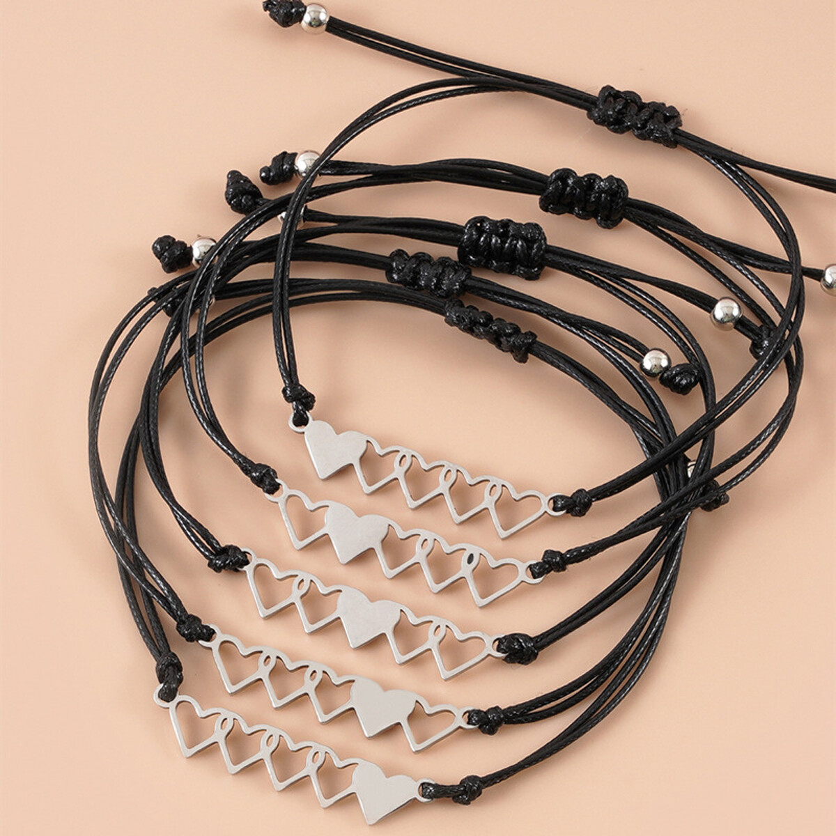 5PCS Matching Heart Sister Bracelet Best Friend BFF Long Distance Bracelets US