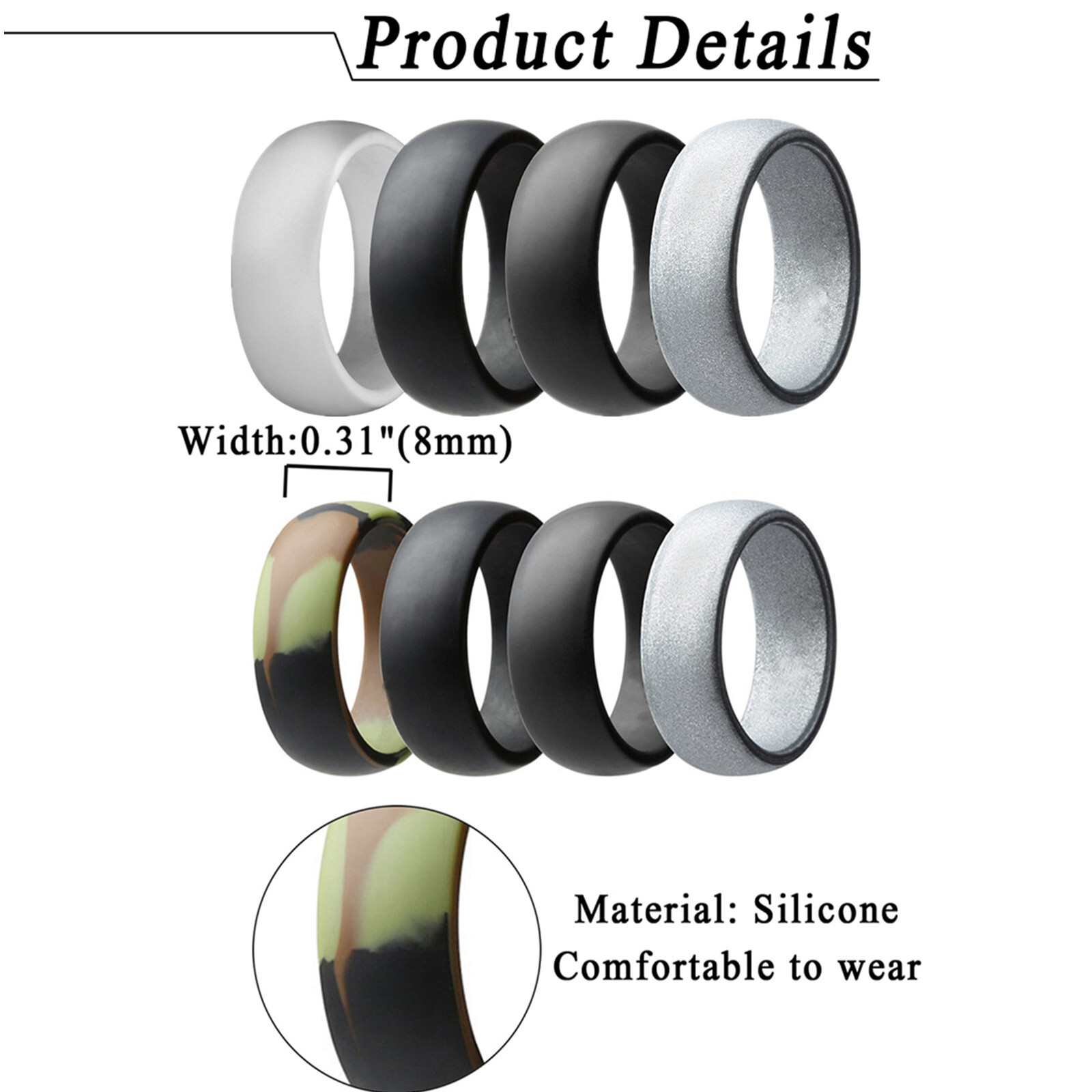 3-10 Pack Silicone Wedding Engagement Ring for Men Women Rubber Band Gym Sports
