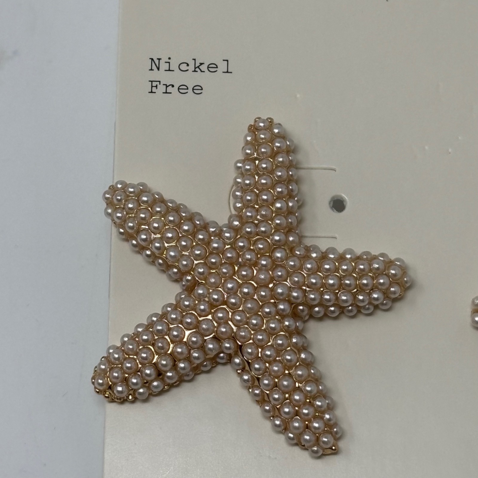 A New Day Womens Earrings Gold Tone Starfish Tiny White Faux Pearls Post Style