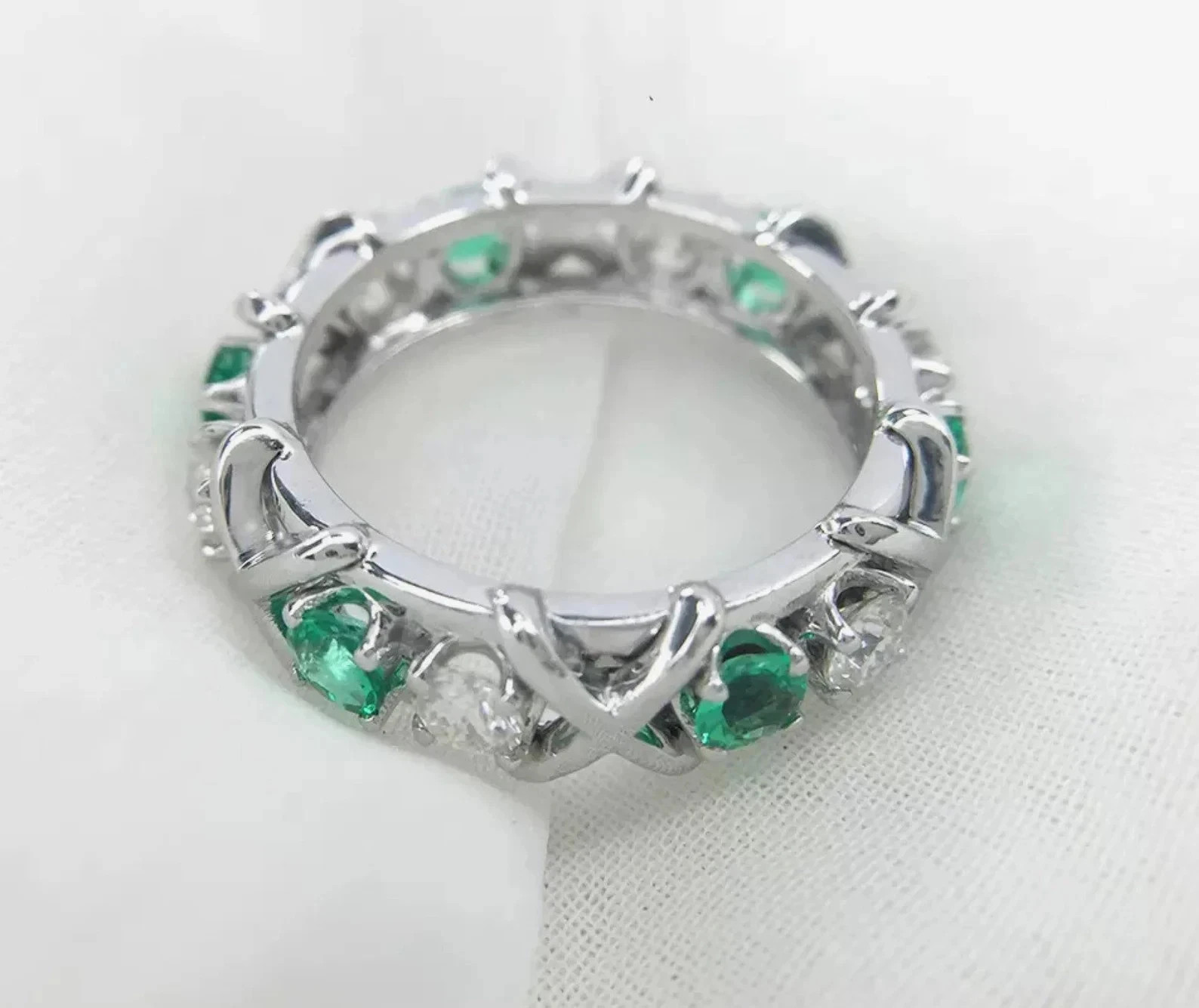 1.20 Ct Natural Emerald & Diamond Wedding Luxury Ring 925 Sterling Silver Sz 5