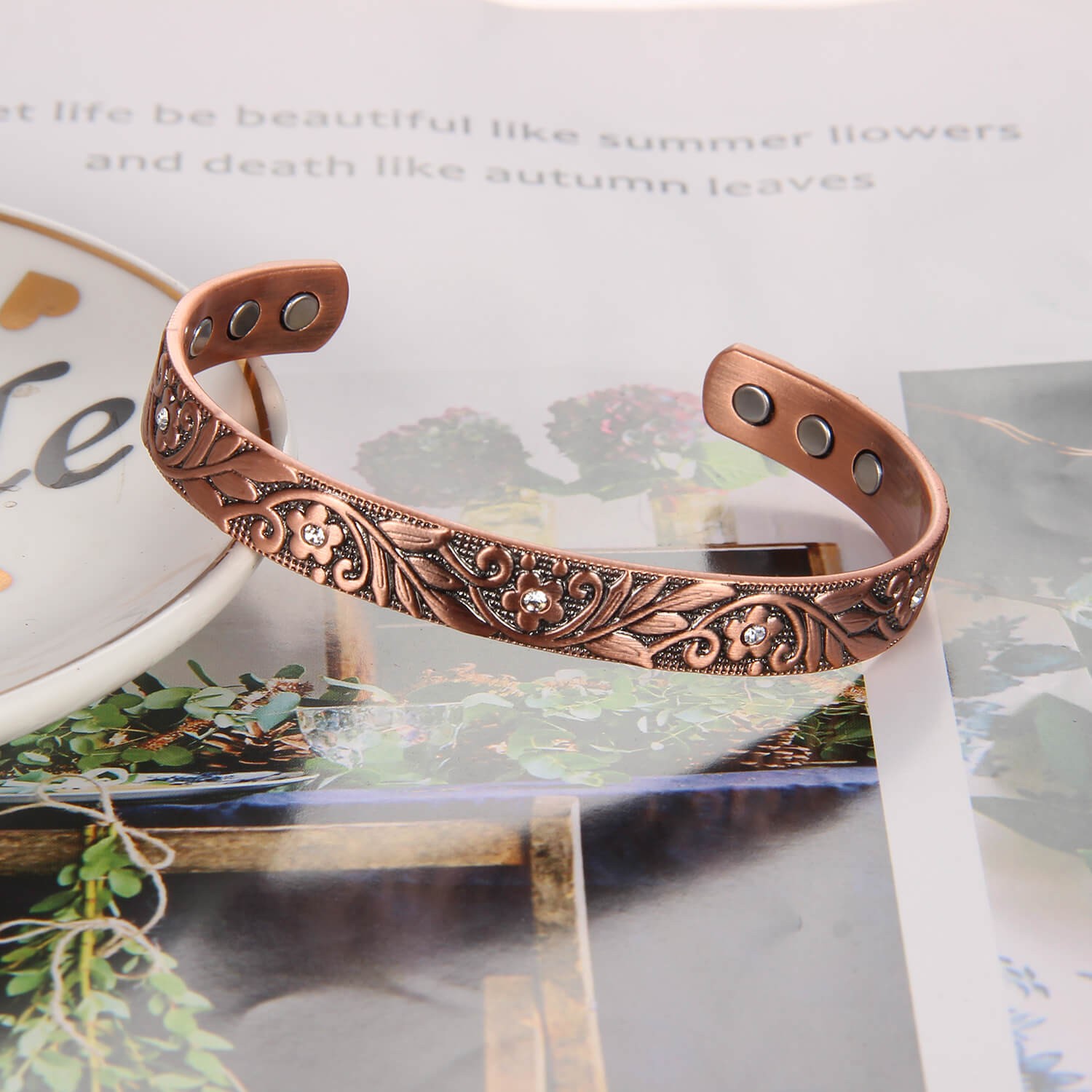 Crystal Copper Magnetic Bracelet 6 max magnets Arthritis Pain Relief Balance RX