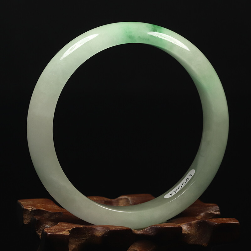 59mm White Green Jadeite Jade Bangle Bracelet Chinese Jade Bangle Women’s 11135