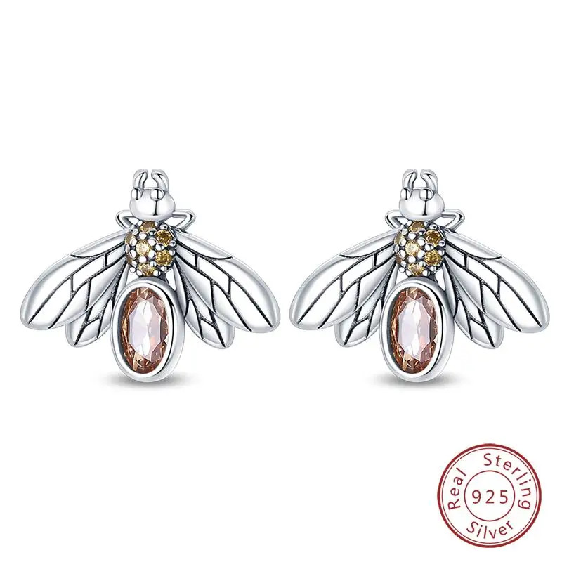925 Sterling Silver Lotus Zircon Drop Earrings Women Wedding Classic Jewelry