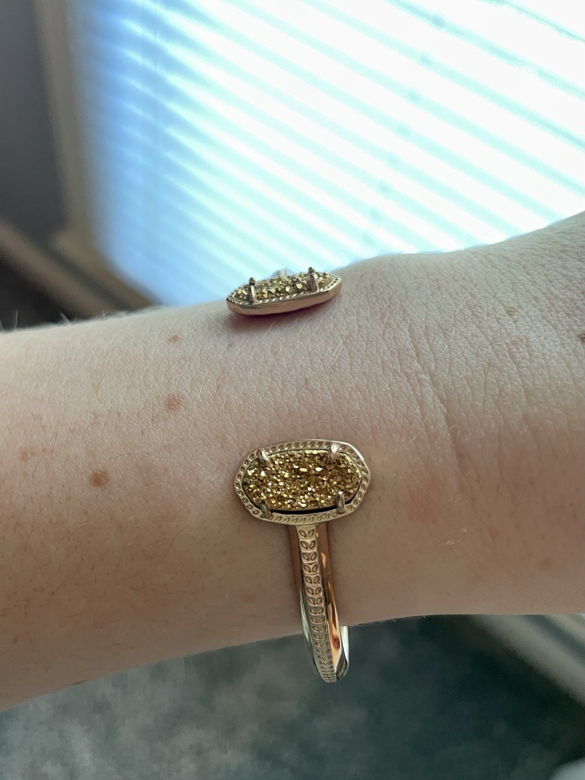 Kendra Scott Elton Cuff Bracelet Drusy Rose Gold Never Worn No Box
