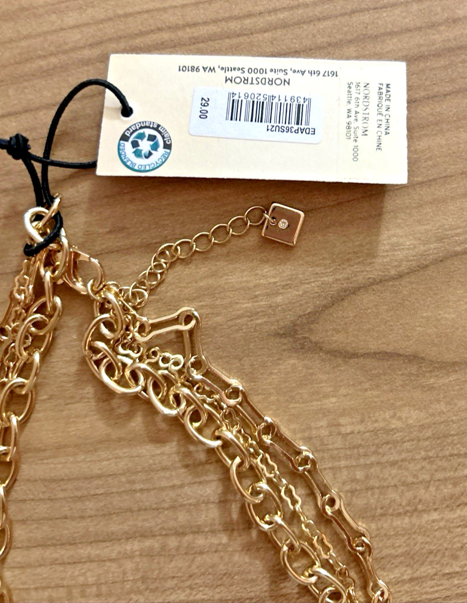 NWT Open Edit 18″ – 20″ Goldtone 3 Layer Chain Necklace